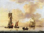 Francis Swaine A royal yacht and small naval ship in a calm oil